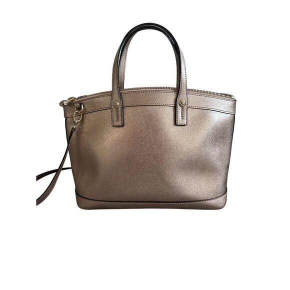 HENRI BENDEL Rose Gold Saffiano Leather Large Satchel Crossbody Bag - Picture 4 of 13